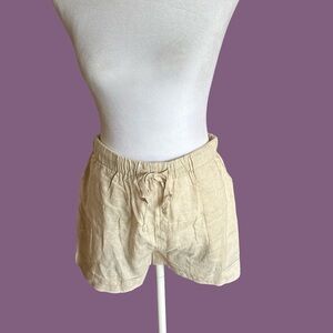NWOT Princess Polly Beige Linen-Blend Drawstring Athletic Shorts